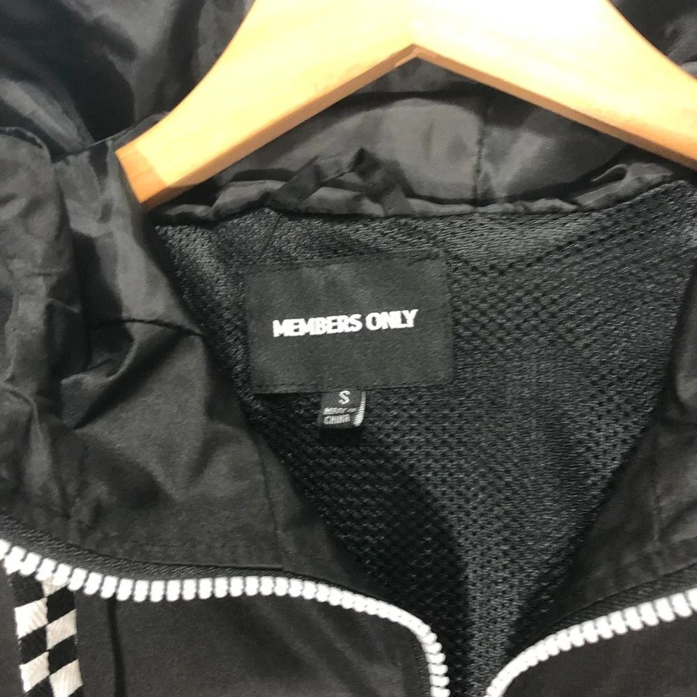Members Only Mens Black Half Zip Windbreaker Anorak Hooded Jacket ML120212‎ S